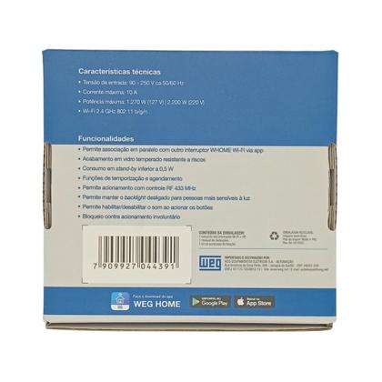 Imagem de Interruptor touch 6 botoes wi-fi rf br 4x4 weg home