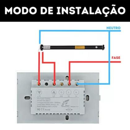 Imagem de Interruptor Touch Cortina Smart Inteligente Jwcom Branco
