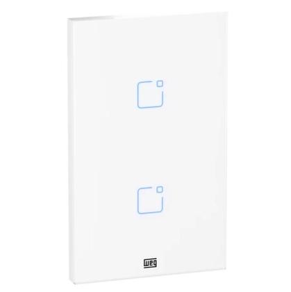 Imagem de Interruptor Touch Inteligente 2 Botoes WI-FI 10A + RF com Placa 4X2 WEG Home Branco.