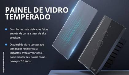 Imagem de Interruptor Touch Inteligente Wi-Fi 4 Botões Ekaza 4X4 Preto
