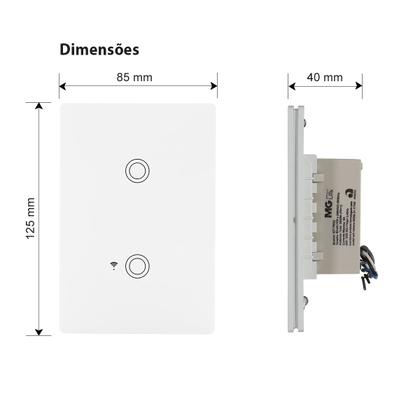 Imagem de Interruptor Touch IOT Inteligente Wi-Fi 2 Botão Alexa Margirius