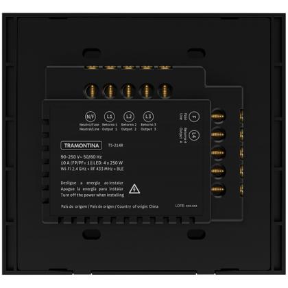 Imagem de Interruptor Touch Smart 4x4 Tramontina Preto 4 Canais