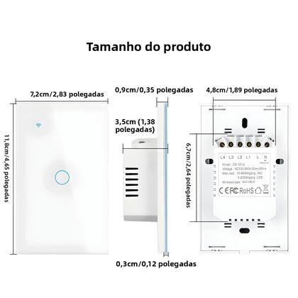 Imagem de Interruptor Touch Smart WiFi Tuya Requer Fio Neutro Dos EUA 1/2/3/4 Gang Alexa Google Home