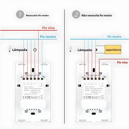 Imagem de Interruptor Touch Smart WiFi Tuya Requer Fio Neutro Dos EUA 1/2/3/4 Gang Alexa Google Home