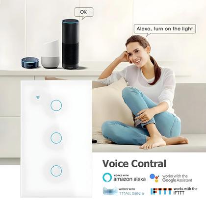 Imagem de Interruptor Touch Smart WiFi Tuya Requer Fio Neutro Dos EUA 1/2/3/4 Gang Alexa Google Home