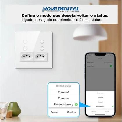 Imagem de Interruptor Touch Wi-Fi Novadigital 4 Botões 2 Tomadas 4X4