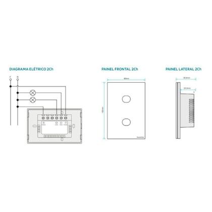 Imagem de Interruptor Touch Wi-fi Smart Tramontina Preto Com 2 Canais