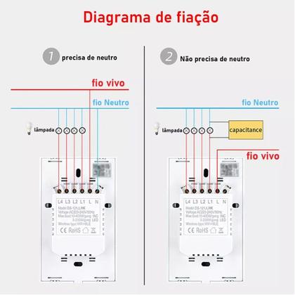 Imagem de Interruptor Touch Wifi Inteligente 2 Botões Aitek Alexa Google