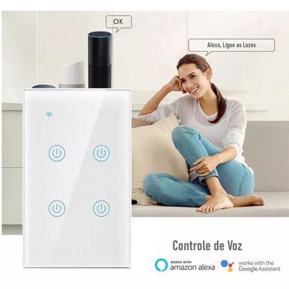 Imagem de Interruptor Touch Wifi Inteligente 2 Botões Aitek Alexa Google