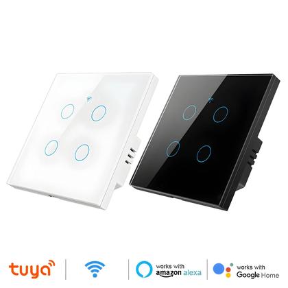 Imagem de Interruptor Touch WiFi Inteligente EU 1/2/3/4 Gang, Fio Neutro Necessário, Compatível Com Alexa E