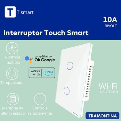Imagem de Interruptor Touch Wifi Smart Ts-212r Alexa Google Tramontina