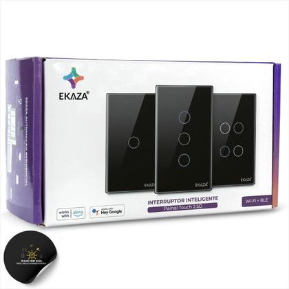 Imagem de Interruptor Touch Zigbee Inteligente Smart 3 Botões Ekaza