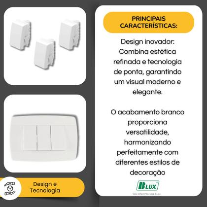 Imagem de Interruptor Triplo 1 Tecla Simples E 2 Paralelas Home BLux