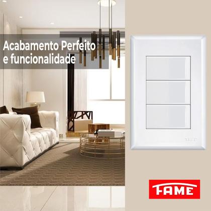 Imagem de Interruptor Triplo Simples 16a - Evidence Branco Kit C/3