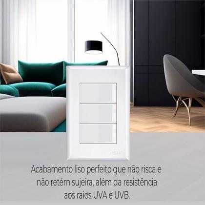 Imagem de Interruptor Triplo Simples 16a - Evidence Branco Kit C/3