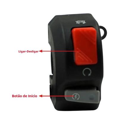 Imagem de Interruptor Universal Preto 12V Para Guidão De Moto Com Funções De Pisca, Farol De Neblina, Buzina,