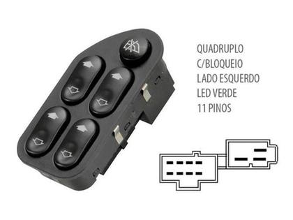 Imagem de Interruptor Vidro Elétrico Quadruplo Ford Bloqueio Vidro