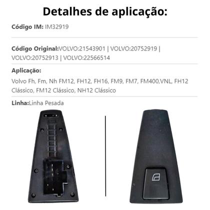 Imagem de Interruptor Vidro Eletrico Simples Ld Direito Volvo Fh Fm Nh