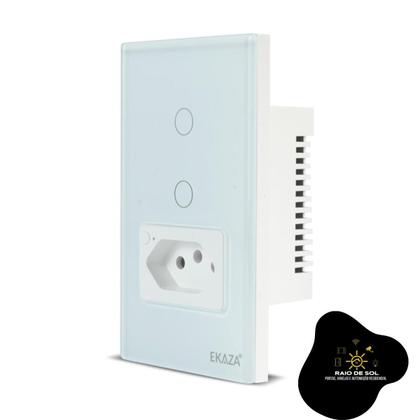 Imagem de Interruptor Wi-Fi Inteligente 2 Botões 1 Tomada Branco Eka