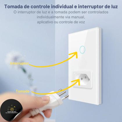 Imagem de Interruptor Wi-fi Inteligente 4 Botões  e 2 Tomada  Ekaza