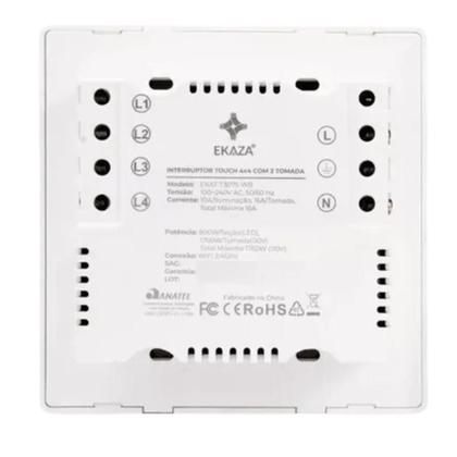 Imagem de Interruptor Wi-fi Inteligente 4 Botões  e 2 Tomada  Ekaza
