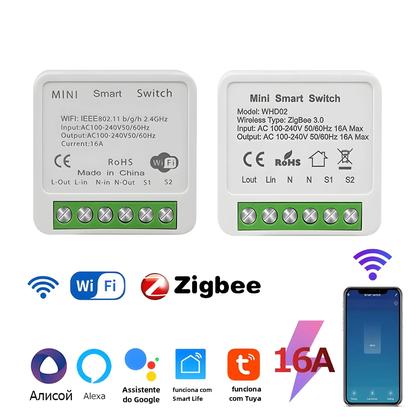 Interruptor Wi-Fi Inteligente Tuya Zigbee - Relé Disjuntor Bidirecional 220V/110V 16A Imagem de Interruptor Wi-Fi Inteligente Tuya Zigbee - Relé Disjuntor Bidirecional 220V/110V 16A