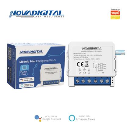 Imagem de Interruptor Wi-fi Mini 3 Canais Nova Digital Ms104b Tuya