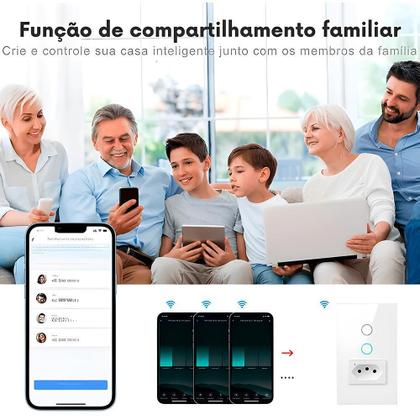 Imagem de Interruptor Wifi, Com Tomada, 2 Botões, Alexa/Google, Branco