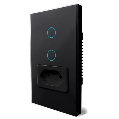 Imagem de Interruptor Wifi, Com Tomada, 2 Botões, Alexa/Google, Preto