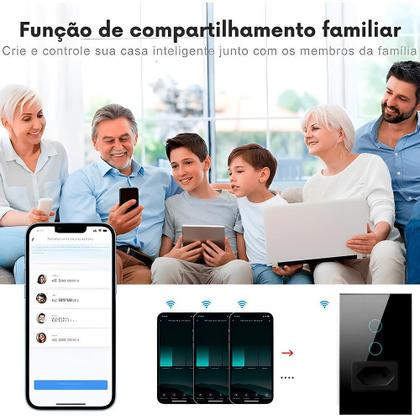 Imagem de Interruptor Wifi, Com Tomada, 2 Botões, Alexa/Google, Preto