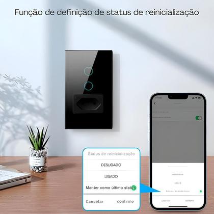 Imagem de Interruptor Wifi, Com Tomada, 2 Botões, Alexa/Google, Preto