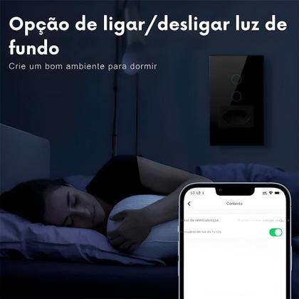 Imagem de Interruptor Wifi, Com Tomada, 2 Botões, Alexa/Google, Preto