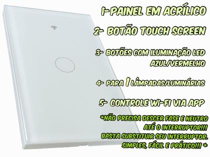 Imagem de Interruptor wifi inteligente 1 lâmpada allexa google home