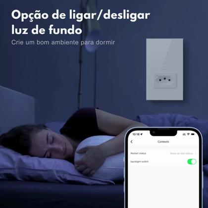 Imagem de Interruptor Wifi Inteligente 2 Botão Touch 1Tomada Alexa/google