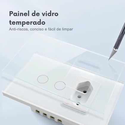 Imagem de Interruptor Wifi Inteligente 2 Botão Touch 1Tomada Alexa/google