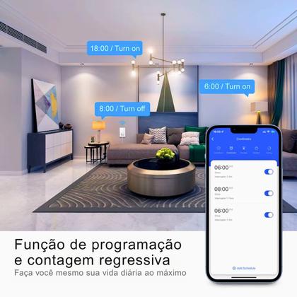 Imagem de Interruptor Wifi Inteligente 2 Botão Touch 1Tomada Alexa/google