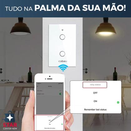 Imagem de Interruptor Wifi Inteligente 2 Botão touch Alexa Siri Google Smart Life Tuya Casa Hotel
