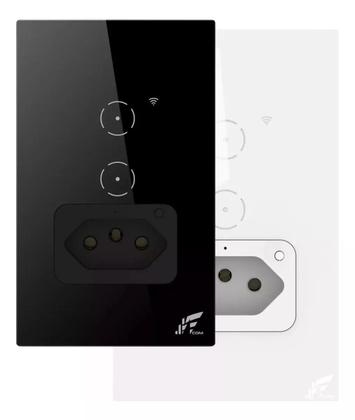 Imagem de Interruptor Wifi Inteligente 2 Botões Touch C/tomada Alexa BRANCO