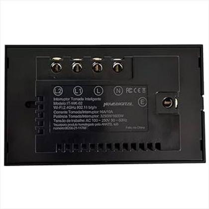 Imagem de Interruptor Wifi Novadigital 2 Botões Tomada 20A 4X2 Preto