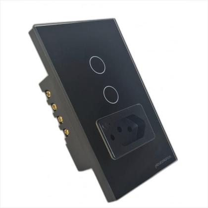 Imagem de Interruptor Wifi Novadigital 2 Botões Tomada 20A 4X2 Preto