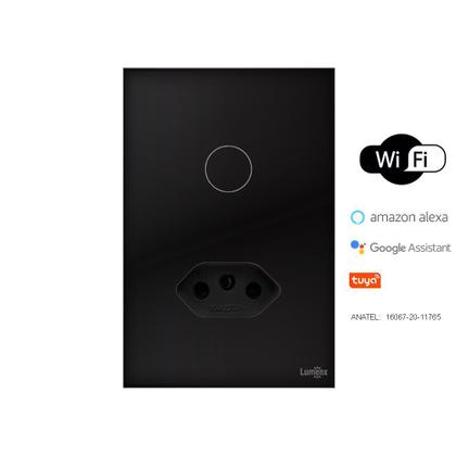 Imagem de Interruptor WiFi Touch 1 Botão Tomada 20A Alexa Preto Tuya