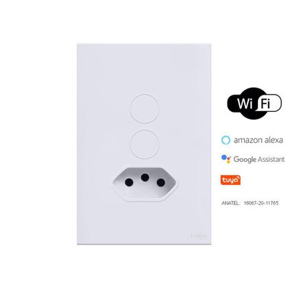 Imagem de Interruptor WiFi Touch 2 Botões Tomada 10A Alexa Branco Tuya