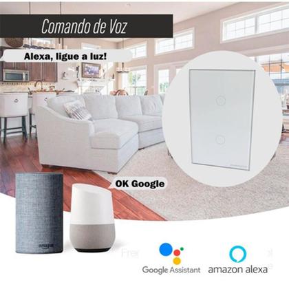 Imagem de Interruptor Wifi Touch Led 2 Botões Rf Nova Digital - Branco