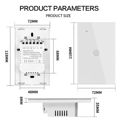 Imagem de Interruptor Wifi Touch Led 4 Botões Smart Google Home Alexa