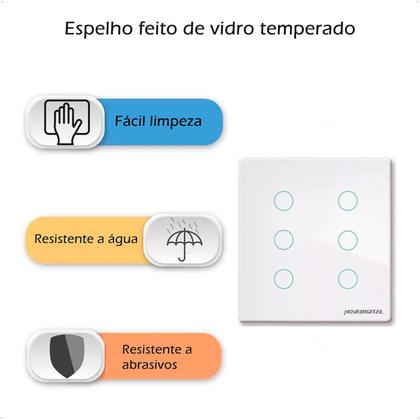 Imagem de Interruptor Zigbee 6 Botões Inteligente 4X4 Touch - Branco