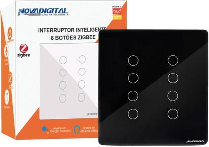 Imagem de Interruptor Zigbee 8 Botões Touch Tuya Google Alexa (Preto)