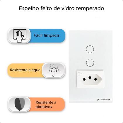 Imagem de Interruptor Zigbee Intelig Touch 2Botões Tomada 4X2 - Branco