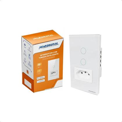 Imagem de Interruptor Zigbee Intelig Touch 2Botões Tomada 4X2 - Branco