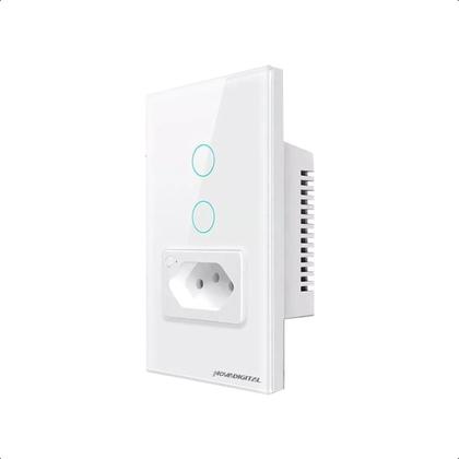 Imagem de Interruptor Zigbee Intelig Touch 2Botões Tomada 4X2 - Branco