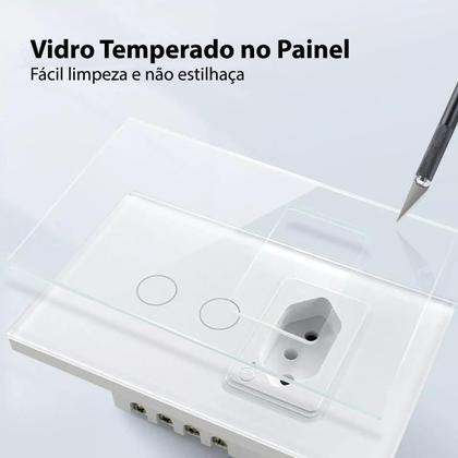Imagem de Interruptor Zigbee Intelig Touch 2Botões Tomada 4X2 - Branco
